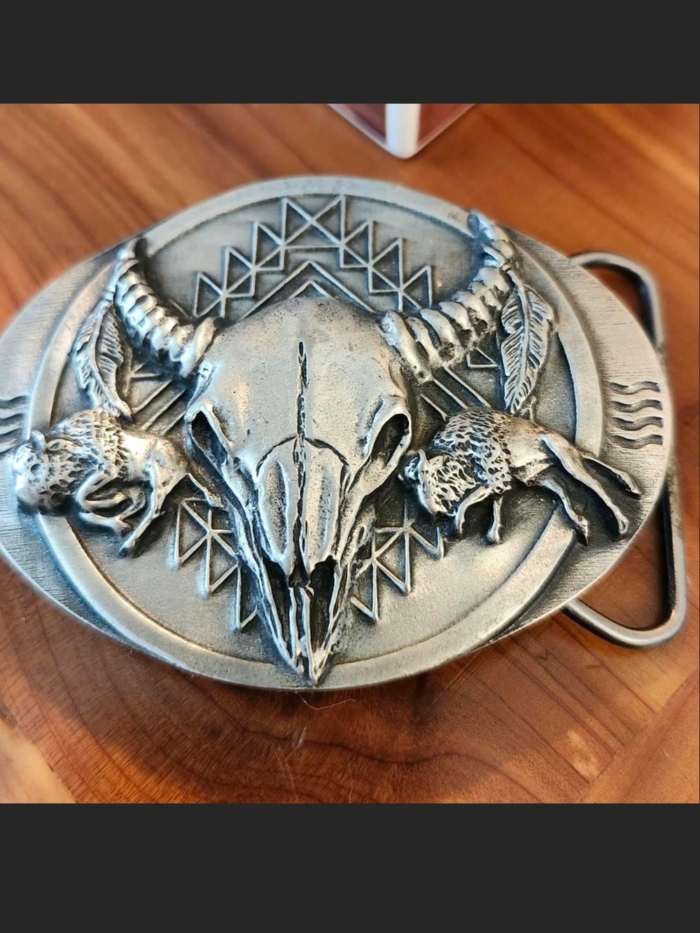 Antiqued Silver Western Steer Skull Belt Buckle
